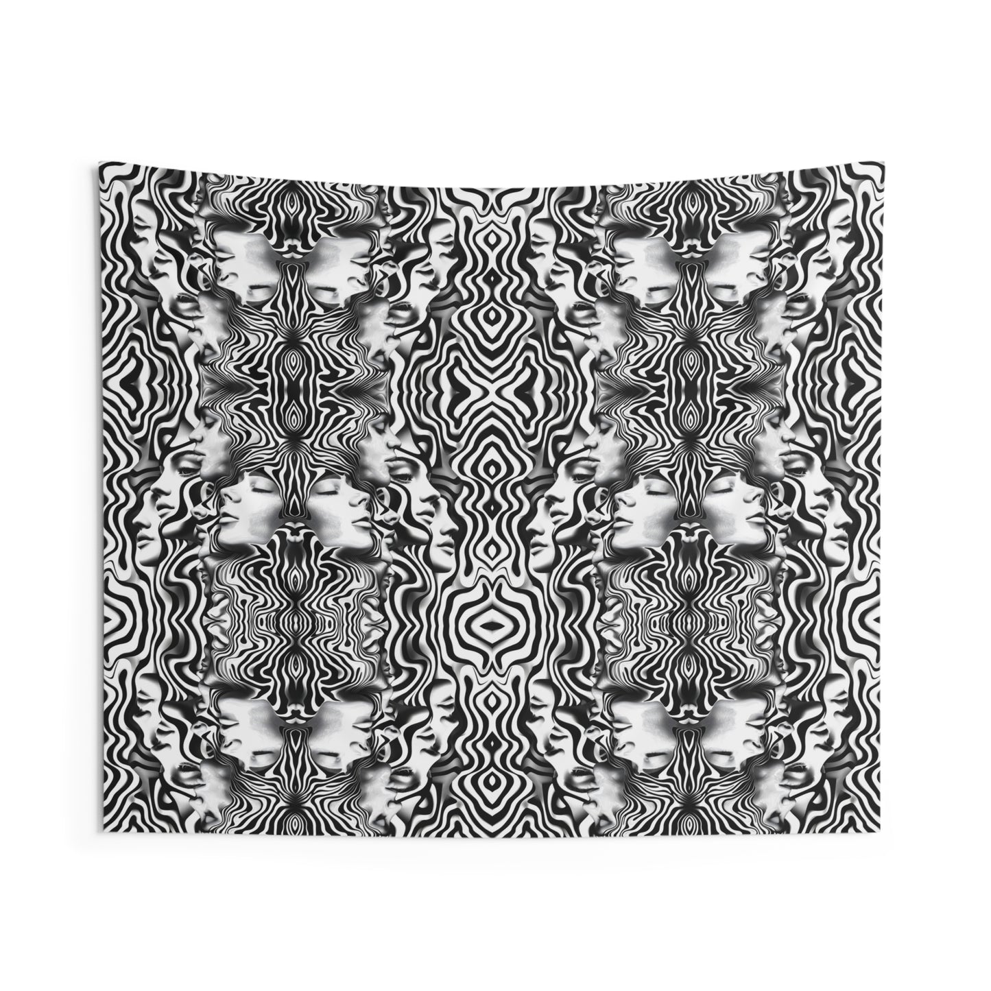 Monochrome Optical Illusion Wall Tapestry — Black & White Abstract Pattern