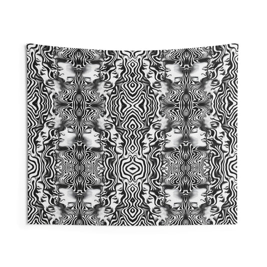 Monochrome Optical Illusion Wall Tapestry — Black & White Abstract Pattern