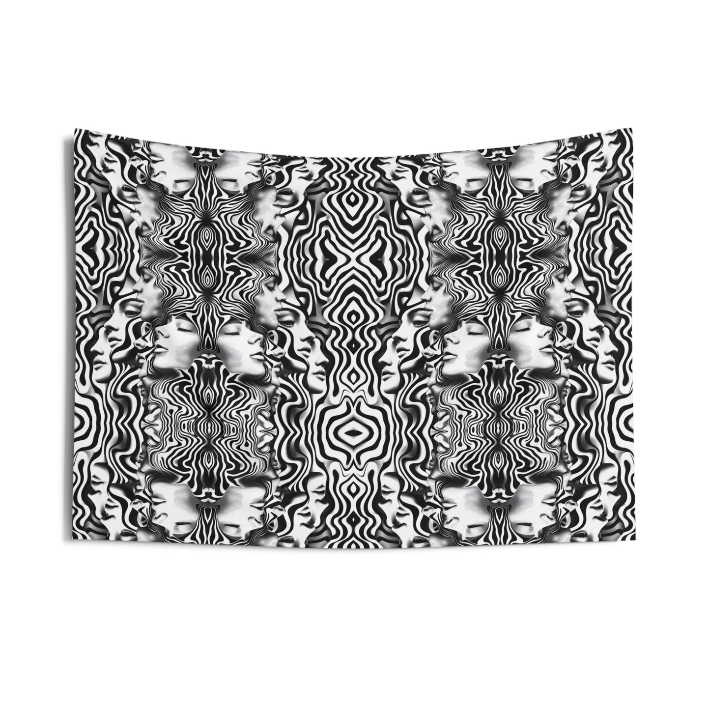 Monochrome Optical Illusion Wall Tapestry — Black & White Abstract Pattern